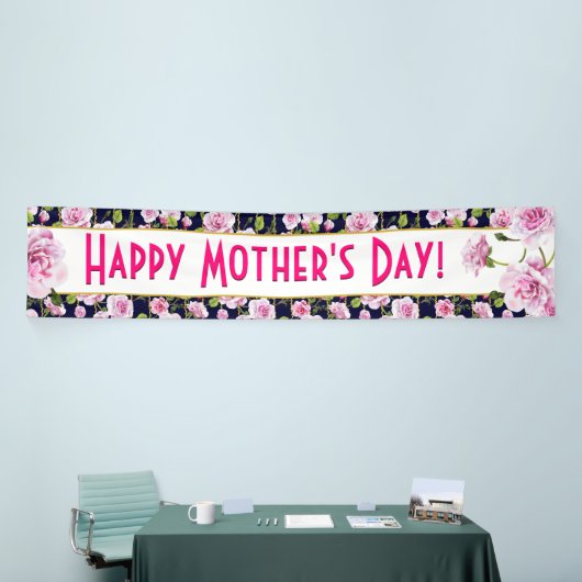 シックモダンピンクローズ |母の日バナー 横断幕 (トレードショー)