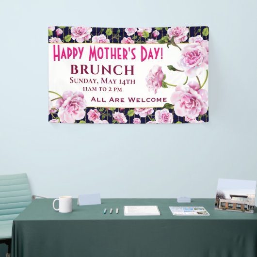 シックモダンピンクローズ |母の日 横断幕 (トレードショー)