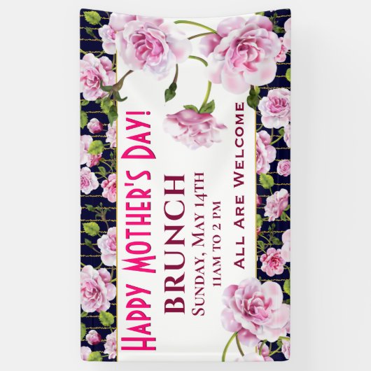 シックモダンピンクローズ |母の日 横断幕 (縦)