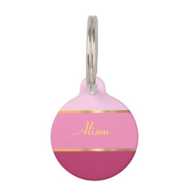 シックモダンピンク金ゴールド名 ペット　ネームタグ