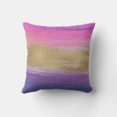 シックモダンピンク金ゴールド紫抽象芸術ブラシストローク クッション (裏面)