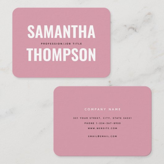 シックモダンピンク&ホワイトプロフェッショナル 名刺 (正面/裏面)