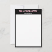 シックモダンピンク、ホワイト、ブラックノートカード サンキューカード (正面)