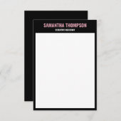 シックモダンピンク、ホワイト、ブラックノートカード サンキューカード (正面/裏面)