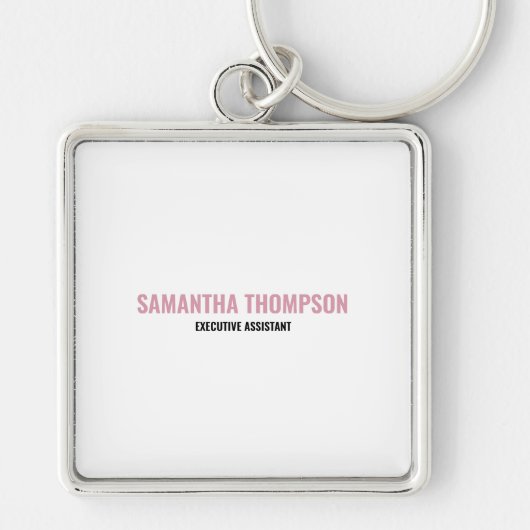 シックモダンピンク、ホワイト、ブラック キーホルダー (正面)