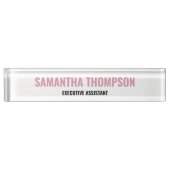 シックモダンピンク、ホワイト、ブラック デスクネームプレート (正面)