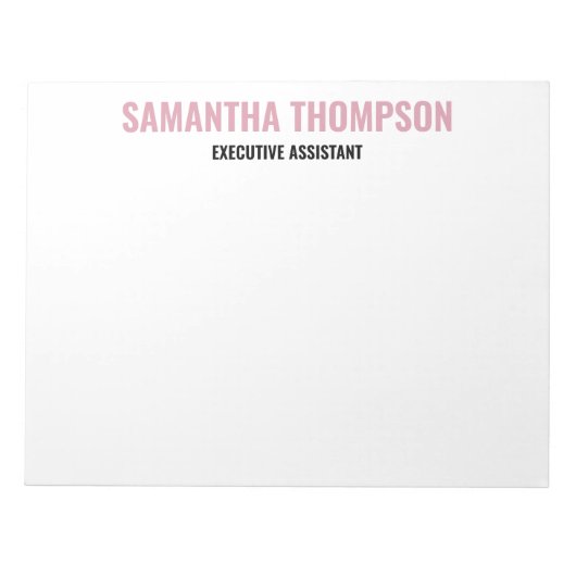 シックモダンピンク、ホワイト、ブラック ノートパッド (正面)