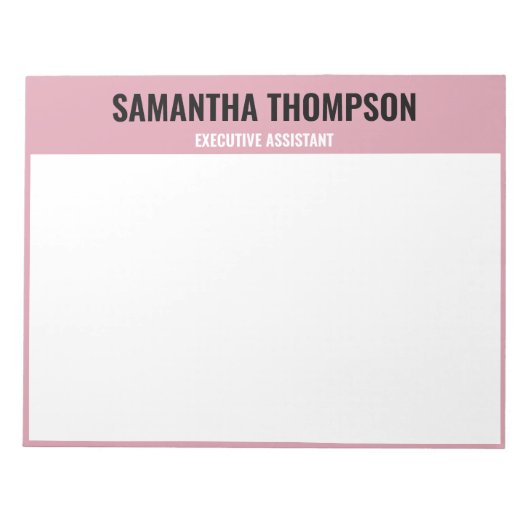 シックモダンピンク、ホワイト、ブラック ノートパッド (正面)