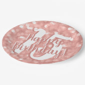 シックモダンピンク《写真》ぼけ味ライト15ハッピーバースデー ペーパープレート (アングル)