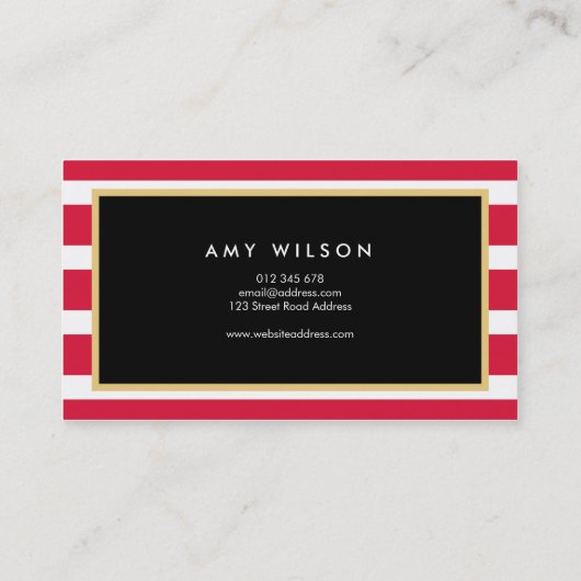 シックモダンファッションスタイリストピンクストライプフローラ 名刺 (裏面)