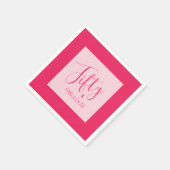 シックモダンフィフティ&素晴らしいピンクの誕生日パーティー スタンダードカクテルナプキン (角)