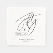 シックモダンフィフティ&素晴らしい書道誕生日 スタンダードカクテルナプキン (正面)