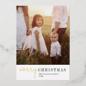 シックモダンフォイルのクリスマス写真年レビュー 箔シーズンカード (正面)