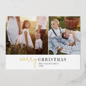 シックモダンフォイル写真コラージクリスマスニュース 箔シーズンカード (正面)