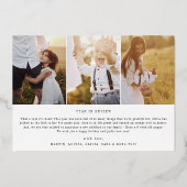 シックモダンフォイル写真コラージュ新年ニュースレター 箔シーズンカード (裏面)