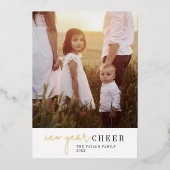 シックモダンフォイル新年の写真年レビュー 箔シーズンカード (正面)