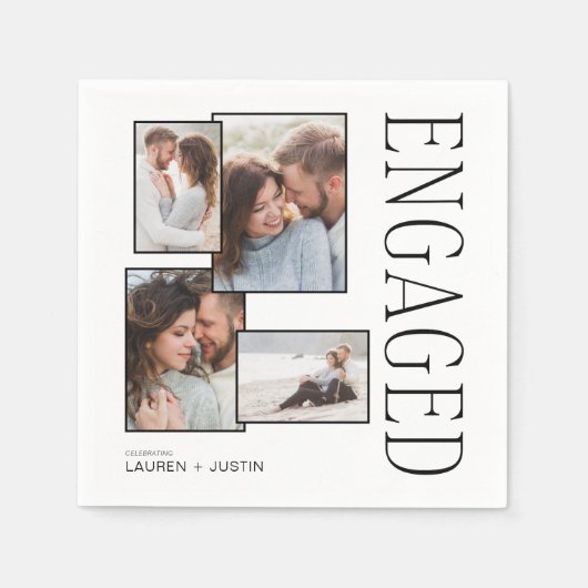 シックモダンフォエレガントト婚約パーティ スタンダードカクテルナプキン (正面)