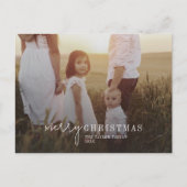シックモダンフォトオーバーレイ家族ニュースのクリスマス シーズンポストカード (正面)