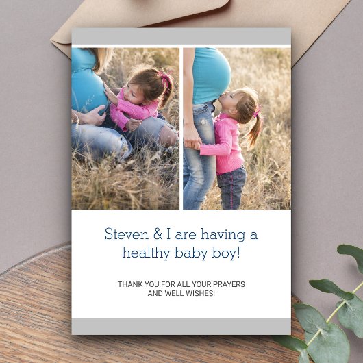 シックモダンフォトコラージュ妊娠のお知らせ 案内状