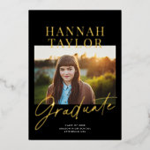 シックモダンフォトフォイル卒業発表 箔招待状 (正面)