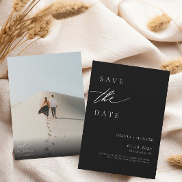 シックモダンフォトブラック&ホワイト結婚ズ セーブザデート