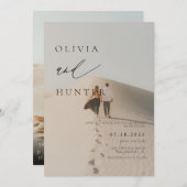 シックモダンフォトブラック&ホワイト結婚ズ 招待状 (正面/裏面)