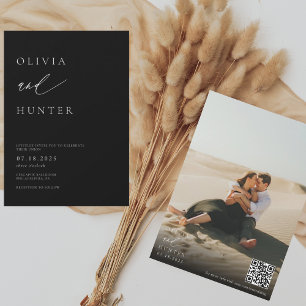 シックモダンフォトブラック&ホワイト結婚ズ 招待状