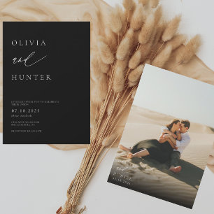 シックモダンフォトブラック&ホワイト結婚ズ 招待状