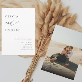 シックモダンフォトブラック&ホワイト結婚ズ 招待状