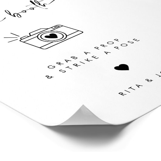 シックモダンフォトブース結婚の看板 ポスター (角)