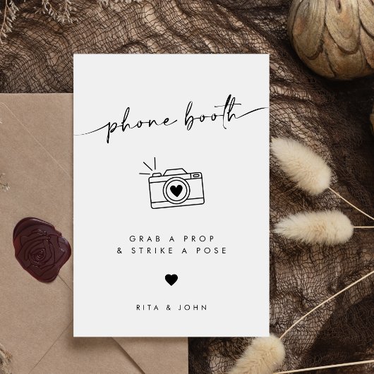 シックモダンフォトブース結婚の看板 ポスター