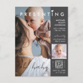 シックモダンフォトマガジンカバーベビー誕生 ポストカード (正面)