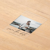 シックモダンフォトランドスケープ日付を保存 アクリル招待状 (レイダウン)