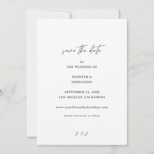 シックモダンフォトヴェルティW日付V2を保存 招待状 (裏面)