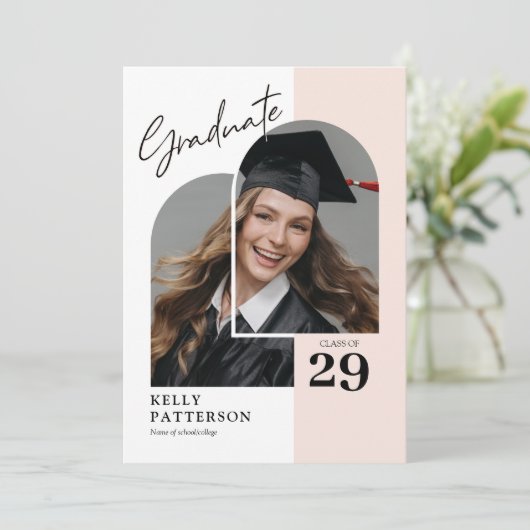 シックモダンフォト卒業パーティー招待状 招待状 (スタンド正面)