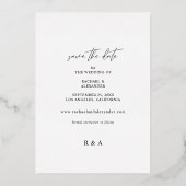 シックモダンフォト縦保存日付 箔招待状 (裏面)