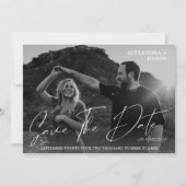 シックモダンフォトBW日付日付を保存する白 招待状 (正面)