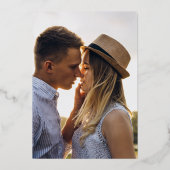 シックモダンフレームのミニマル写真保存日付 箔招待状 (裏面)