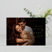 シックモダンフレームのミニマル写真保存日付 箔招待状 (立ち正面)