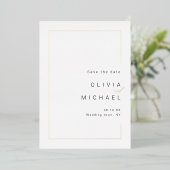 シックモダンフレームのミニマル写真保存日付 箔招待状 (立ち正面)