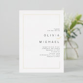 シックモダンフレームミニマリスト結婚写真 箔招待状 (立ち正面)