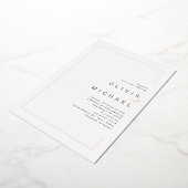 シックモダンフレームミニマリスト結婚写真 箔招待状 (回転した状態)