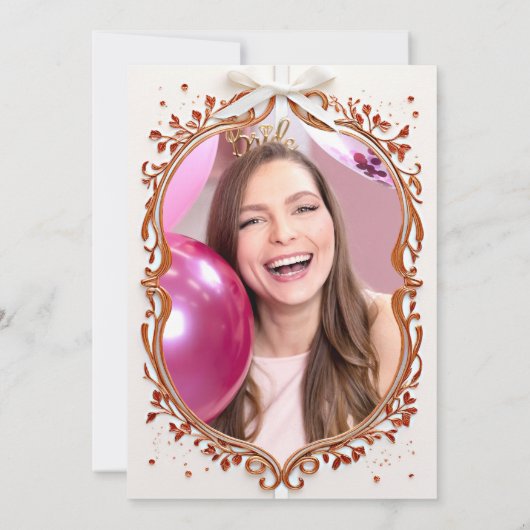 シックモダンフレームワイルドフラワーフォトブライダルシャワー 招待状 (裏面)