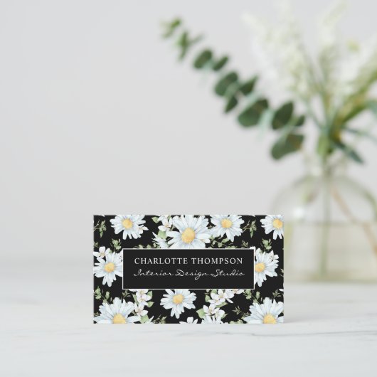 シックモダンフローラガーリードットパターンプロフェッショナル 名刺 (スタンド正面)