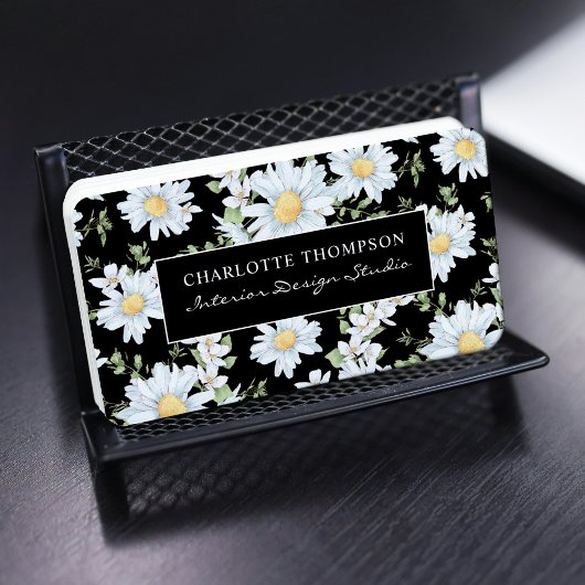 シックモダンフローラガーリードットパターンプロフェッショナル 名刺