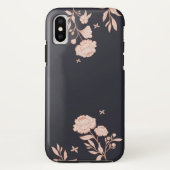 シックモダンフローラバラボタニカルネイビー&ピンク Case-Mate iPhoneケース (裏面)