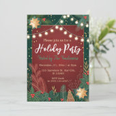 シックモダンフローラフェスティバルグリーンホリデーパーティー 招待状 (スタンド正面)