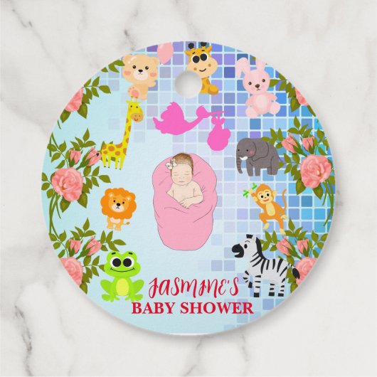 シックモダンフローラブカラフルルーボホベイビーシャワー フェイバータグ (裏面)