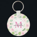 シックモダンフローラモノグラム キーホルダー<br><div class="desc">シックモダンフローラモノグラムのキーチェーン。</div>