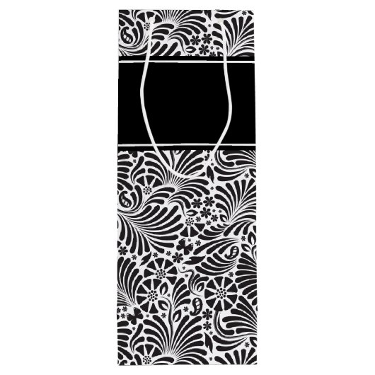 シックモダンフローラルパタパーソナライズされたーン ワインギフトバッグ (裏面)